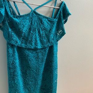 Teal lace dress